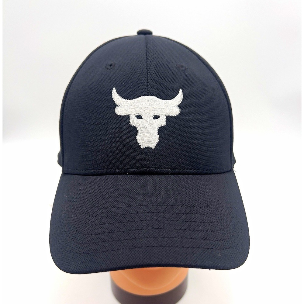 Under Armour Project Rock Bull Logo Black Hat UA Classic Fit One Size Cap
